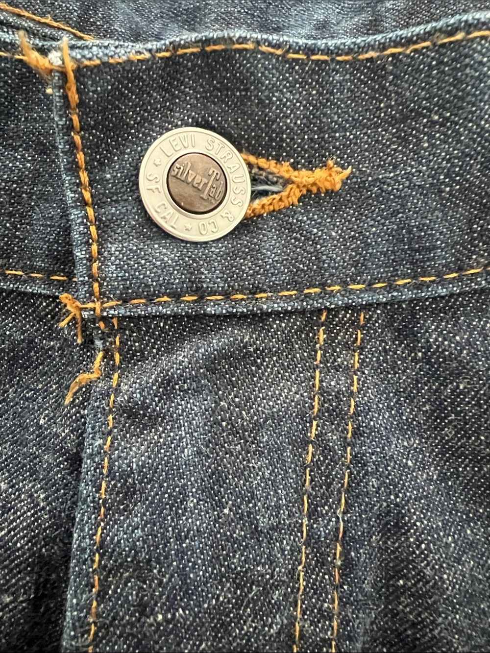Vintage Levis SilverTag Indigo Flare Denim Jeans with Contrast Stitching